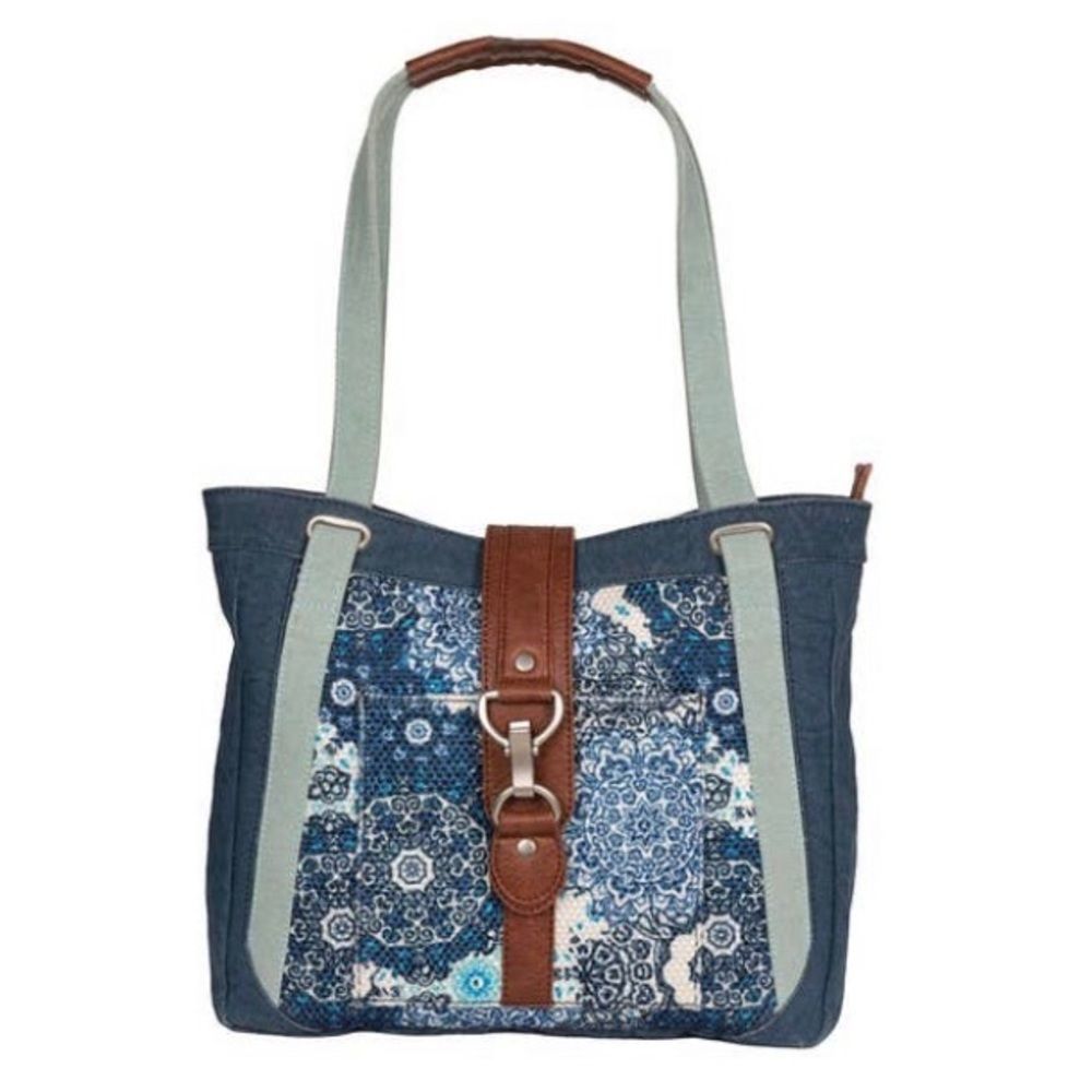 MONA B - Nora Tote Canvas with Vegan Leather Trim